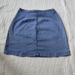 Vintage Xhilaration Y2K Denim Skirt Size 5 Zip Back Mini Blue